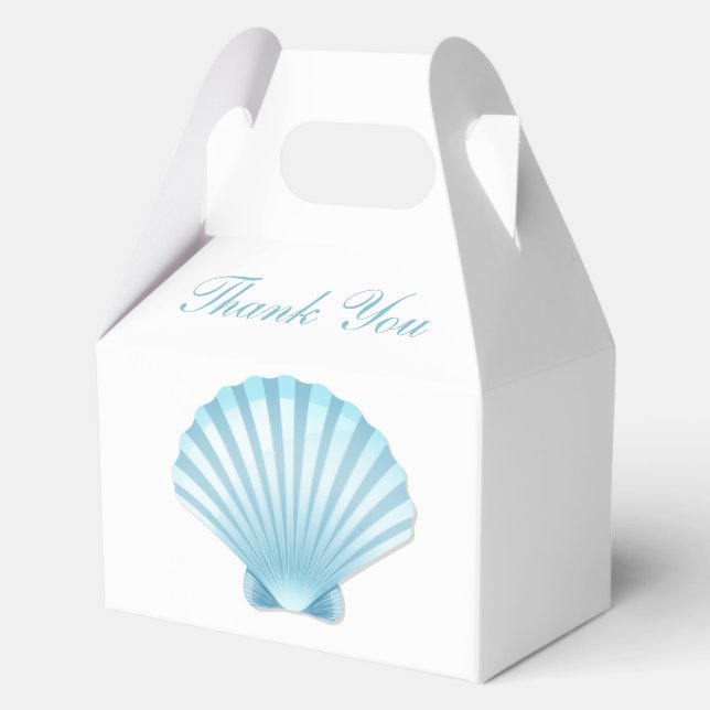 Shell Blue Nautical Beach Wedding Thank You  Favour Box (Back)
