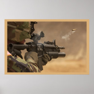 Shell casing flies out M-4 rifle Poster