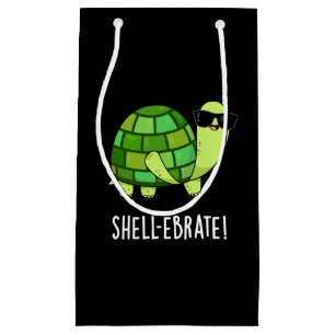 Shell-ebrate Funny Tortoise Animal Pun Dark BG Small Gift Bag