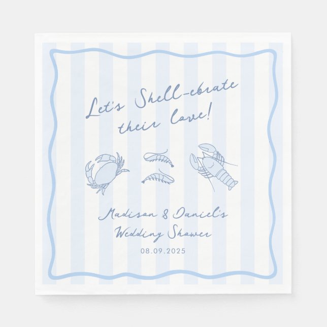 Shell-ebrate Their Love Seafood Wedding Shower Napkin (Front)