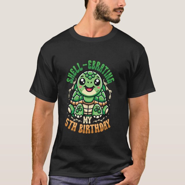 Shell-ebrating My 5th Birthday Turtle T-Shirt (Front)