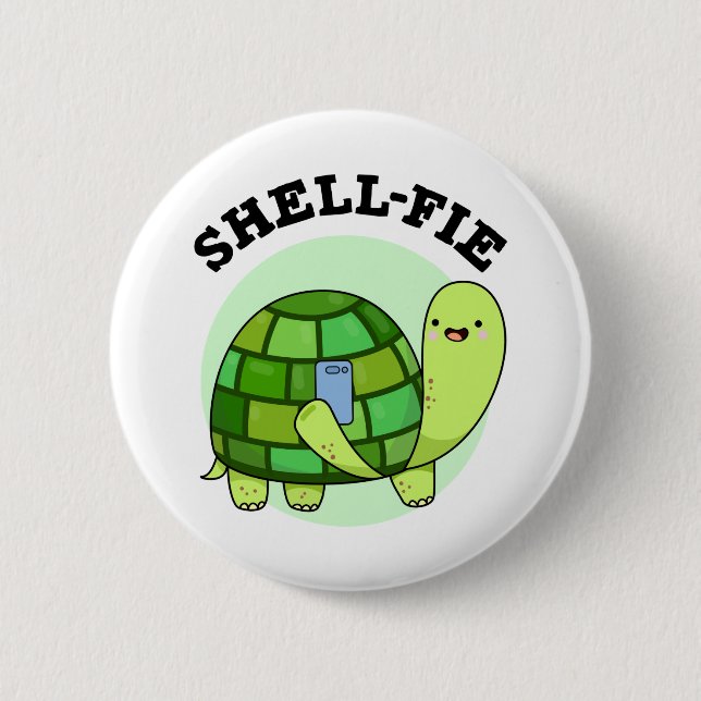 Shell-fie Funny Tortoise Selfie Pun  6 Cm Round Badge (Front)