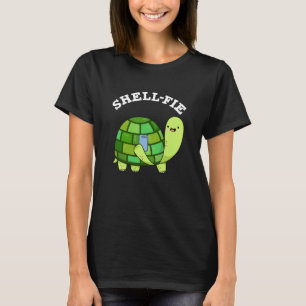 Shell-fie Funny Tortoise Selfie Pun Dark BG T-Shirt
