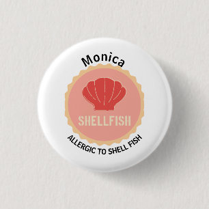 Shell Fish Allergy Alert Editable Name 3 Cm Round Badge