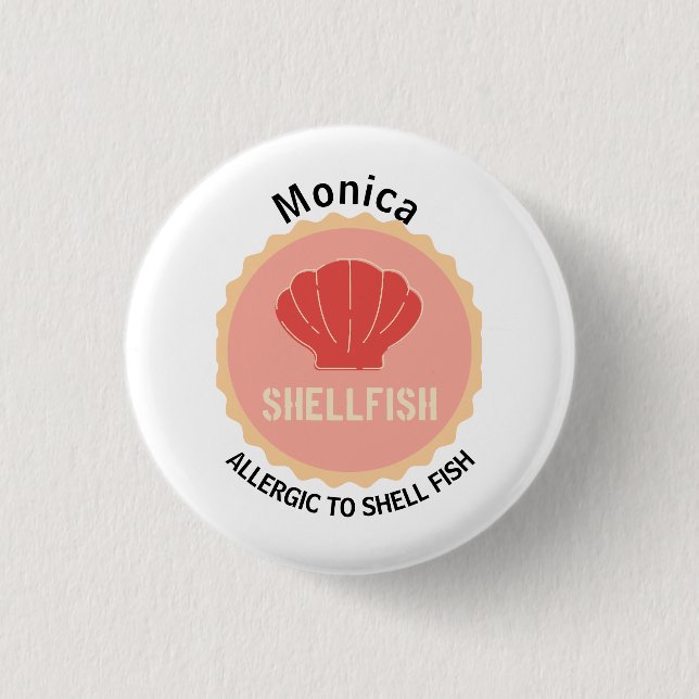Shell Fish Allergy Alert Editable Name 3 Cm Round Badge (Front)