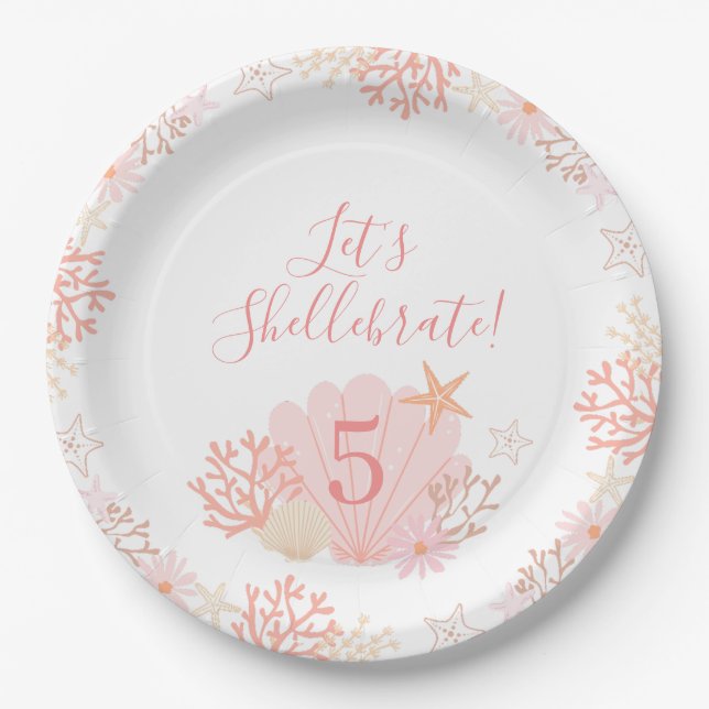 Shell Girl Birthday Party Plates (Front)