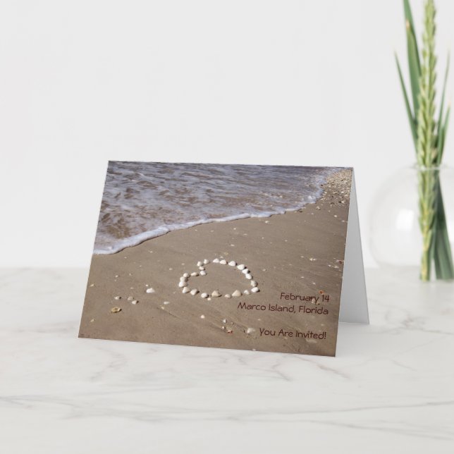 Shell Heart in the Sand (horizontal) Invitation (Front)