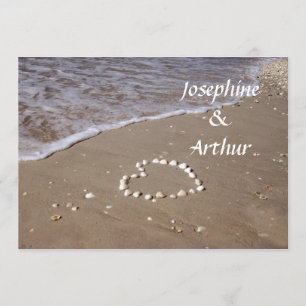 Shell Heart on the Sand -horizontal Invitation