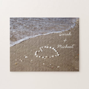 Shell Heart on the Sandy Beach Jigsaw Puzzle
