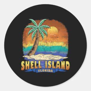 Shell Island Florida Vintage Distressed Souvenir  Classic Round Sticker