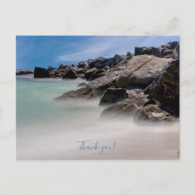 Shell Island Rocks And Waves Thank You Postcard (Front)