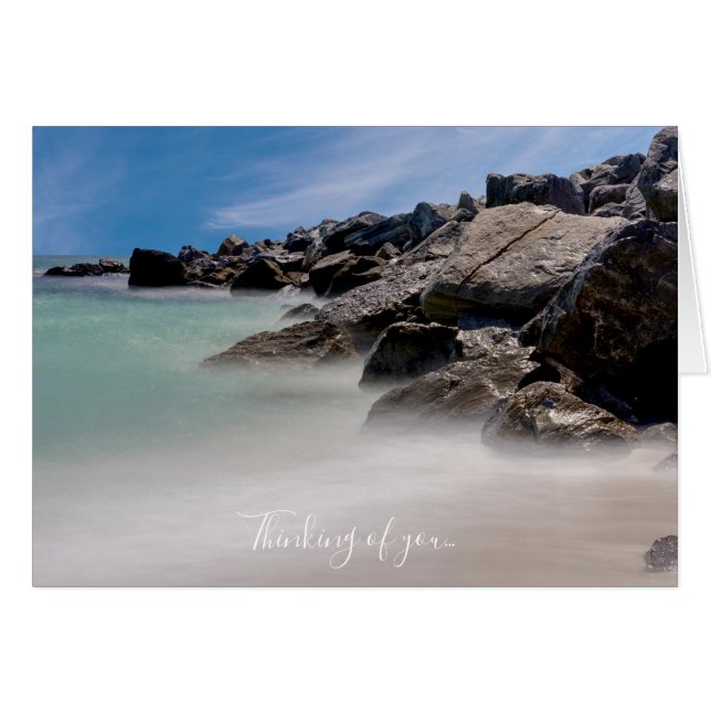 Shell Island Rocks And Waves Thinking Of You Card (Front Horizontal)