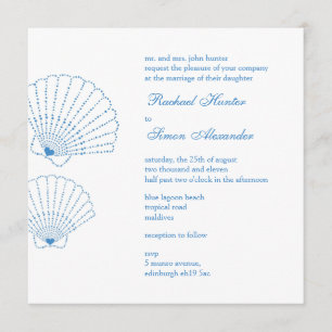 Shell Love Heart Beach Wedding Invitation