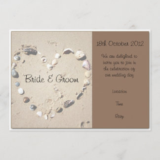 Shell Love Heart Brown Wedding Invitation