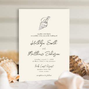 Shell Modern Beach Ocean Destination Wedding Invitation
