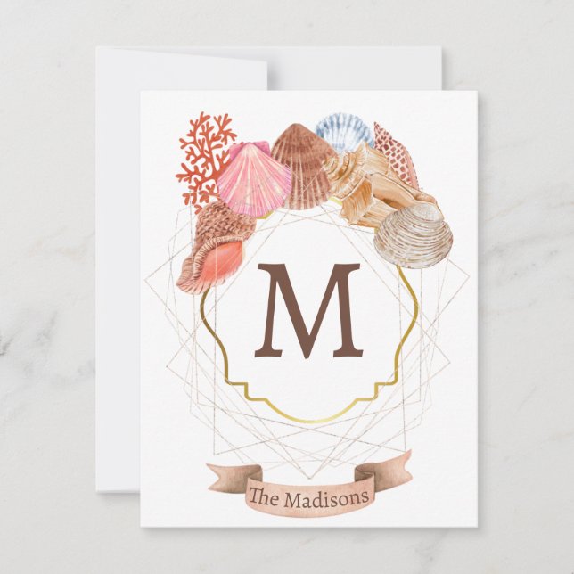 Shell Monogram Crest Card (Front)