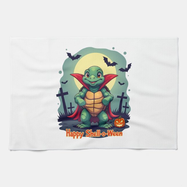 Shell-o-Ween Turtle Tea Towel (Horizontal)