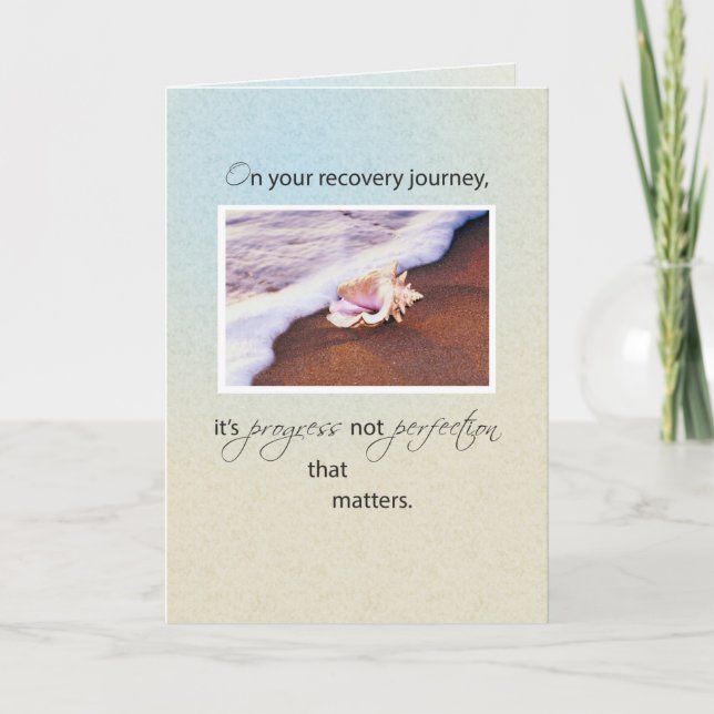 Shell on Beach Progress Encouragement on Recovery  Card (Front)