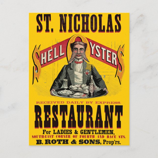 Shell Oysters Vintage Advertisement Postcard (Front)