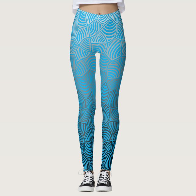Shell pattern.04.w lBlue BG Leggings (Front)