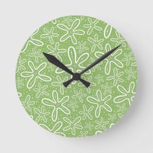 Shell Pattern On Spotted Background Round Clock
