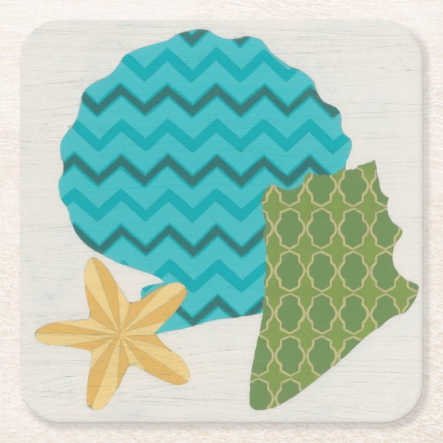 Shell Patterns II Square Paper Coaster (Front)