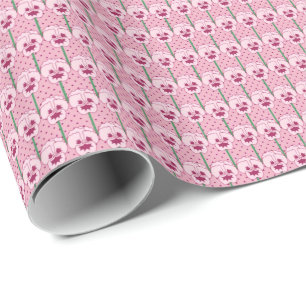 Shell pink pansies - retro wallpaper pattern wrapping paper