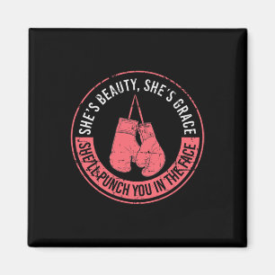 She'll Punch You In The Face Boxing Girl Kickboxin Magnet