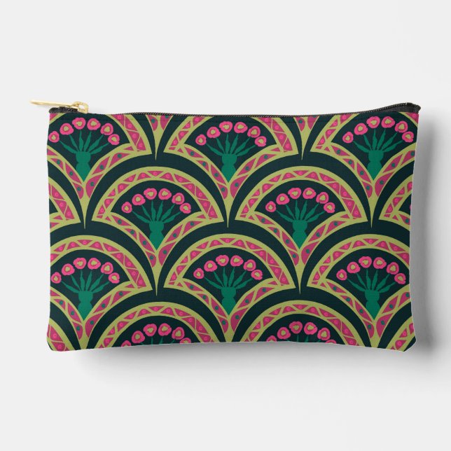 shell shaped green pattern accessory pouch (Front)