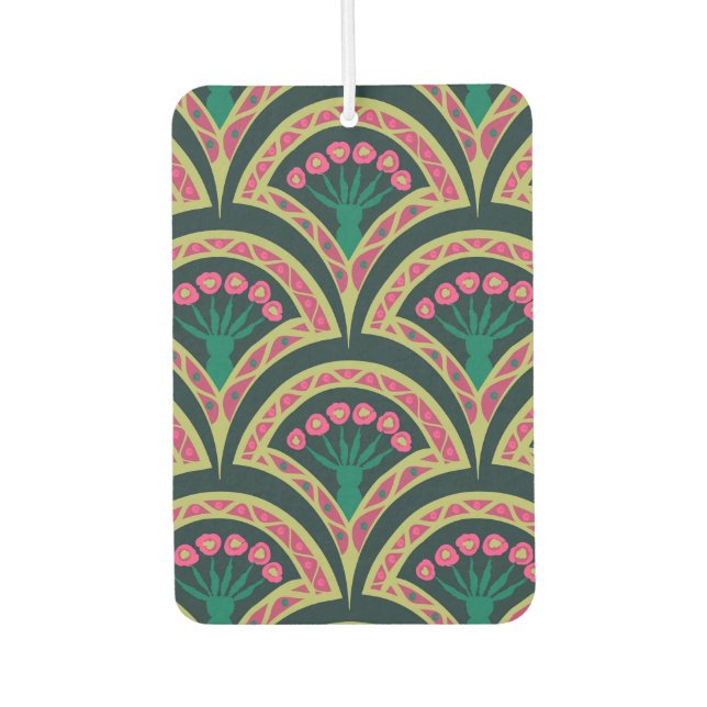 shell shaped green pattern car air freshener (Front)