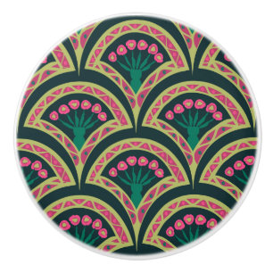shell shaped green pattern ceramic knob