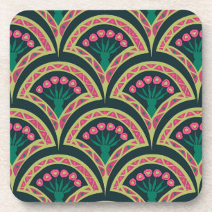 shell shaped green pattern coaster