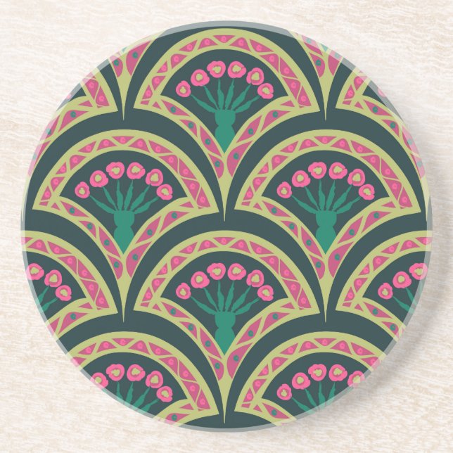 shell shaped green pattern coaster (Front)