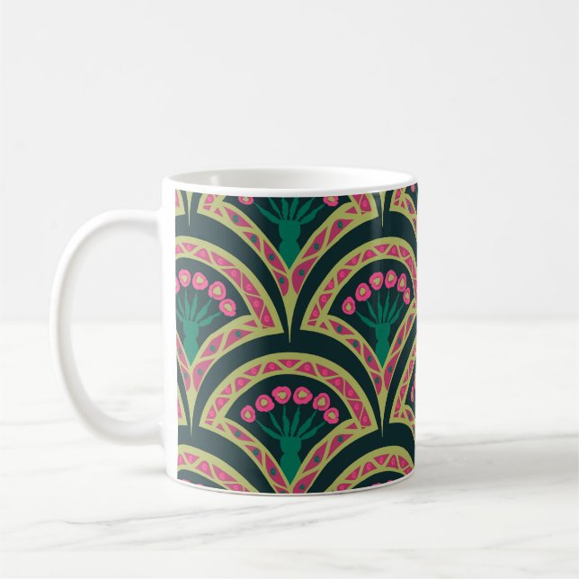 shell shaped green pattern coffee mug (Left)