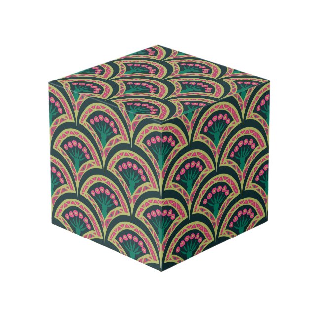 shell shaped green pattern cube (Front Angled)
