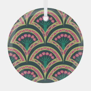 shell shaped green pattern glass tree decoration