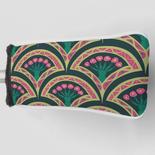 shell shaped green pattern golf head cover (Front)