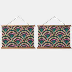 shell shaped green pattern hanging tapestry
