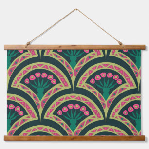 shell shaped green pattern hanging tapestry