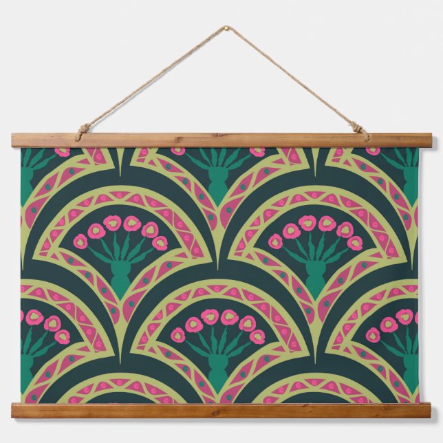 shell shaped green pattern hanging tapestry (Front)