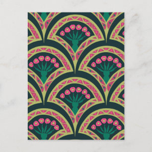 shell shaped green pattern holiday postcard