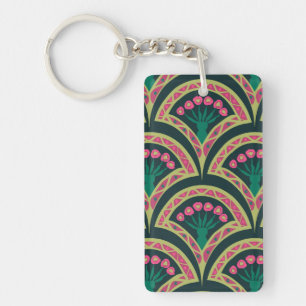 shell shaped green pattern key ring
