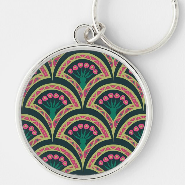 shell shaped green pattern key ring (Front)