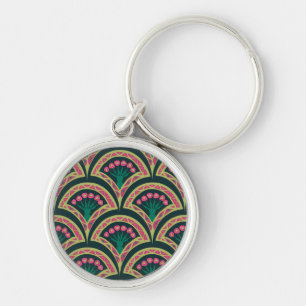 shell shaped green pattern key ring