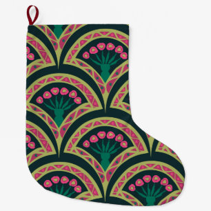 shell shaped green pattern large christmas stocking