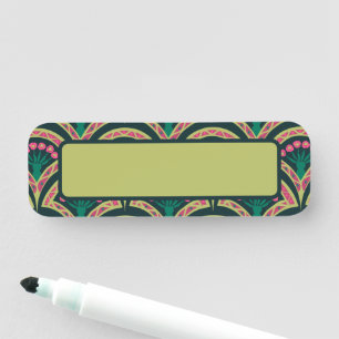 shell shaped green pattern name tag