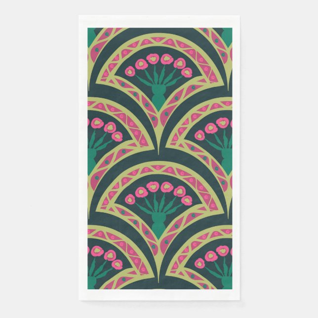 shell shaped green pattern napkin (Front)