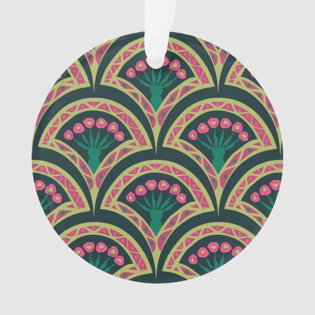 shell shaped green pattern ornament (Front)