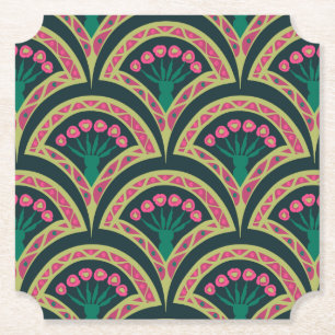 shell shaped green pattern paper coaster