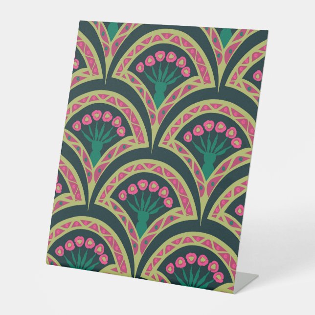 shell shaped green pattern pedestal sign (Front)